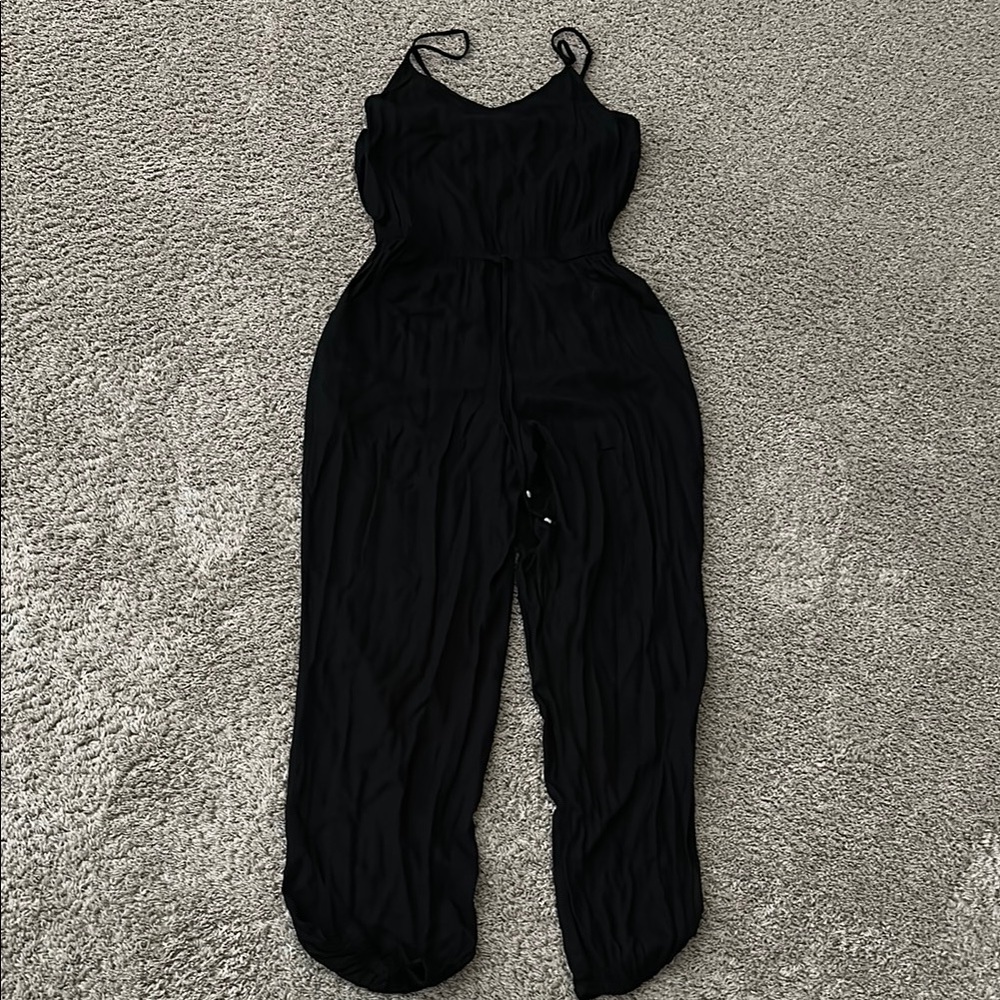 American Eagle Outfitters Black Jumpsuit with Structured Shoulders